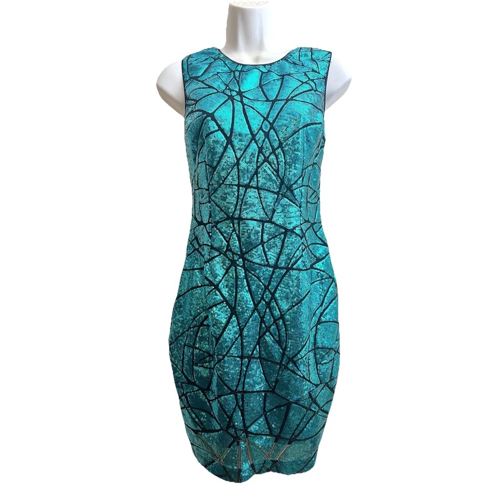 Cocktail Dress Forever 21‎ Teal Sequin Sheath Dinner Party Women Clothing